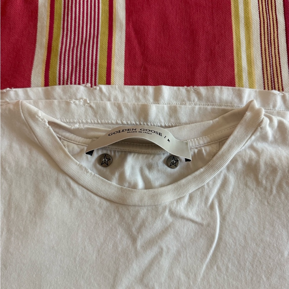 Golden Goose White Kids T-Shirt with Red Embroidery - Picture 5 of 6